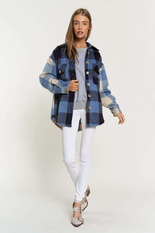 Mary Jane Plaid Contrast Shacket