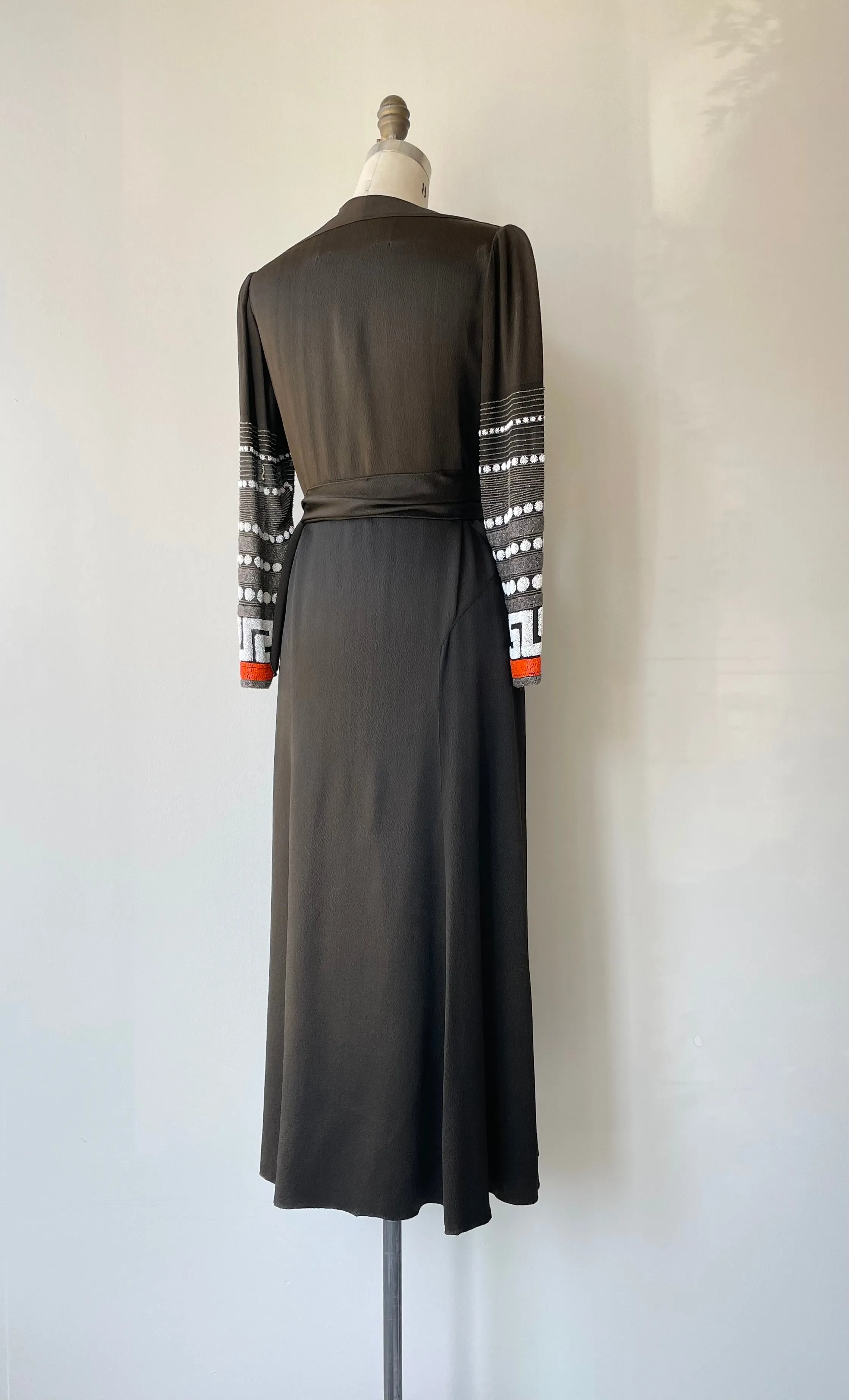 Meandros 1930s Silk Beaded Dress