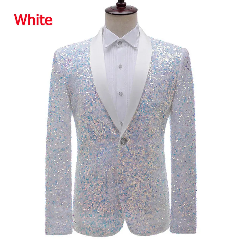 Men's Shining Colorful Striped Sequin Full Sleeves Casual Party Blazer