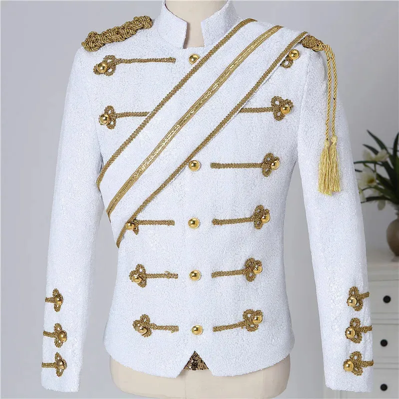 Men's Steampunk Sequin Tassel Stand Collar Nightclub Party Blazer