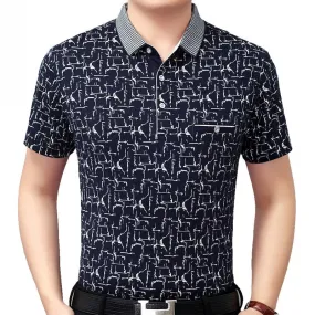 Men's Summer Patchwork Pattern Slim Fit Short Sleeves Polo Shirt