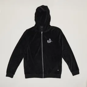 Milk Embroidered Peau de Pêche Zip Hood