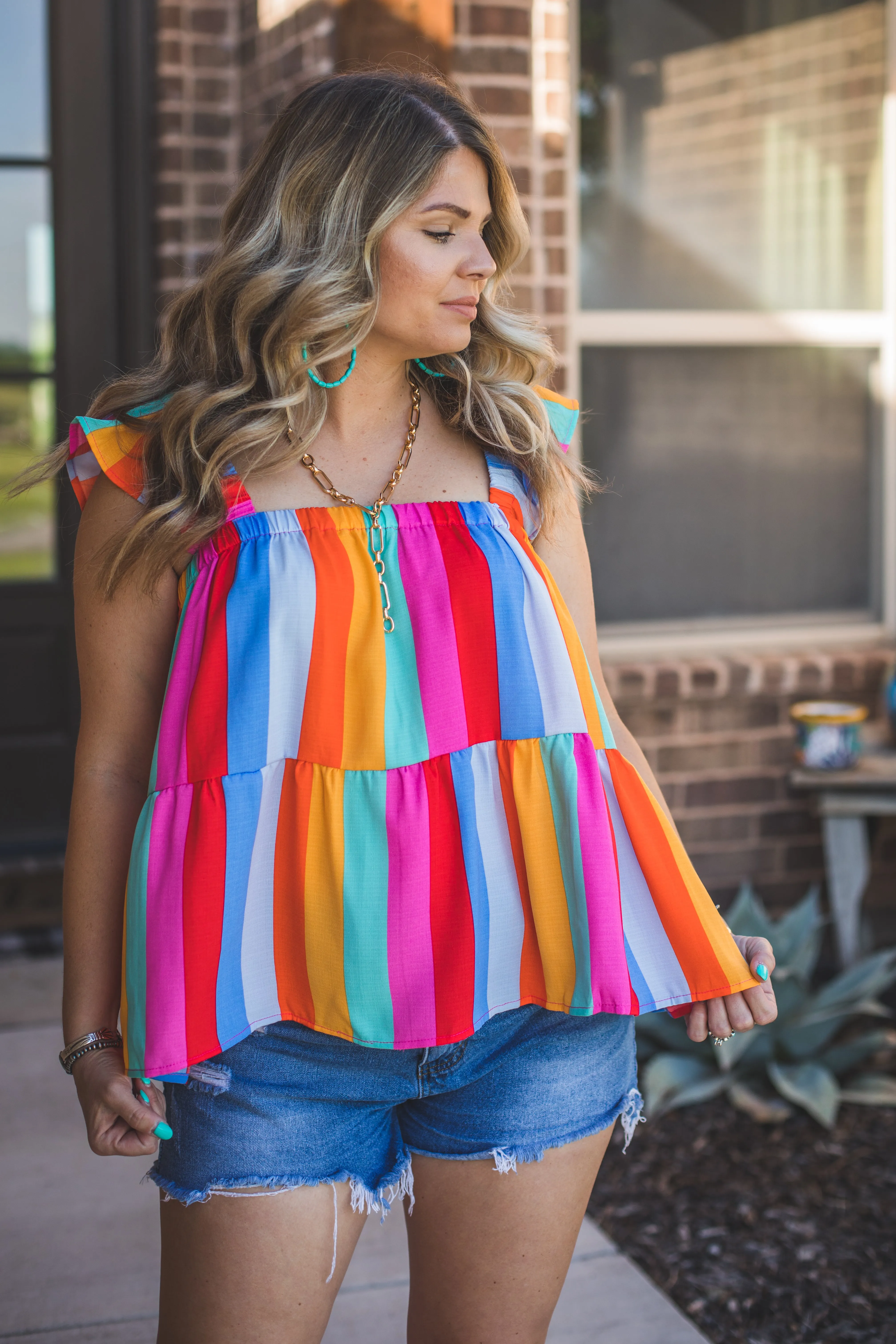 Multi Colored Babydoll Tank