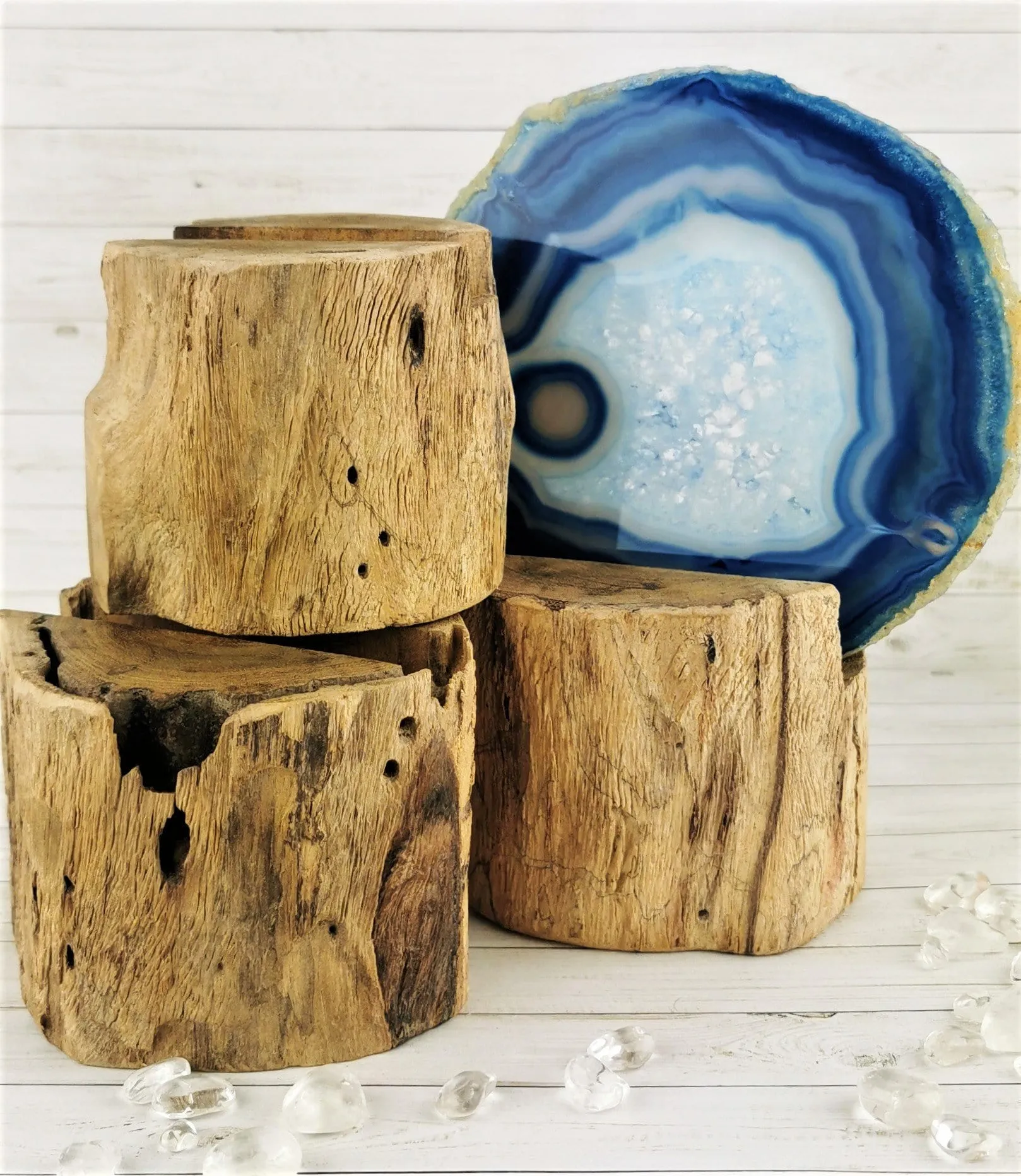 Natural Wood Plate Stands, 8-10cm