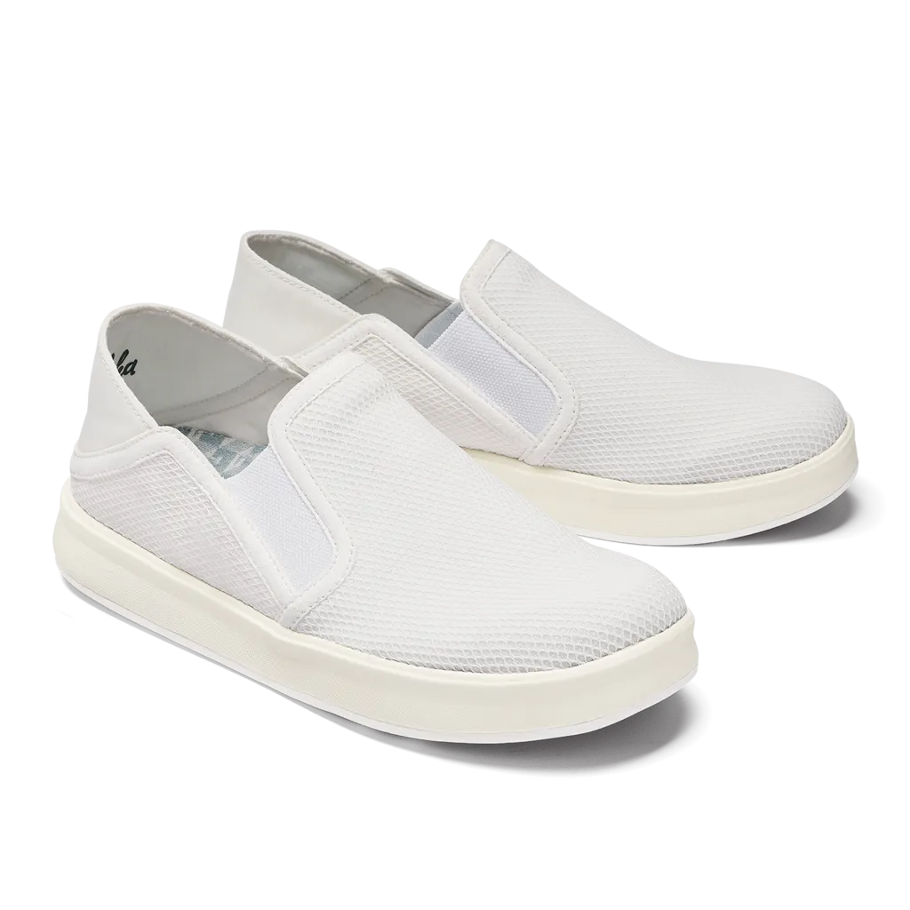 Olukai Womens Ki’ihele Slip On Sneaker- Bright White