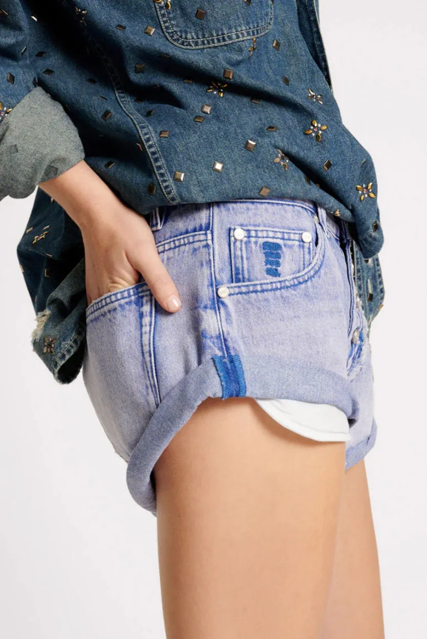 One Teaspoon - Cupid Blue Bandits Low Waist Denim Shorts - Cupid Blue