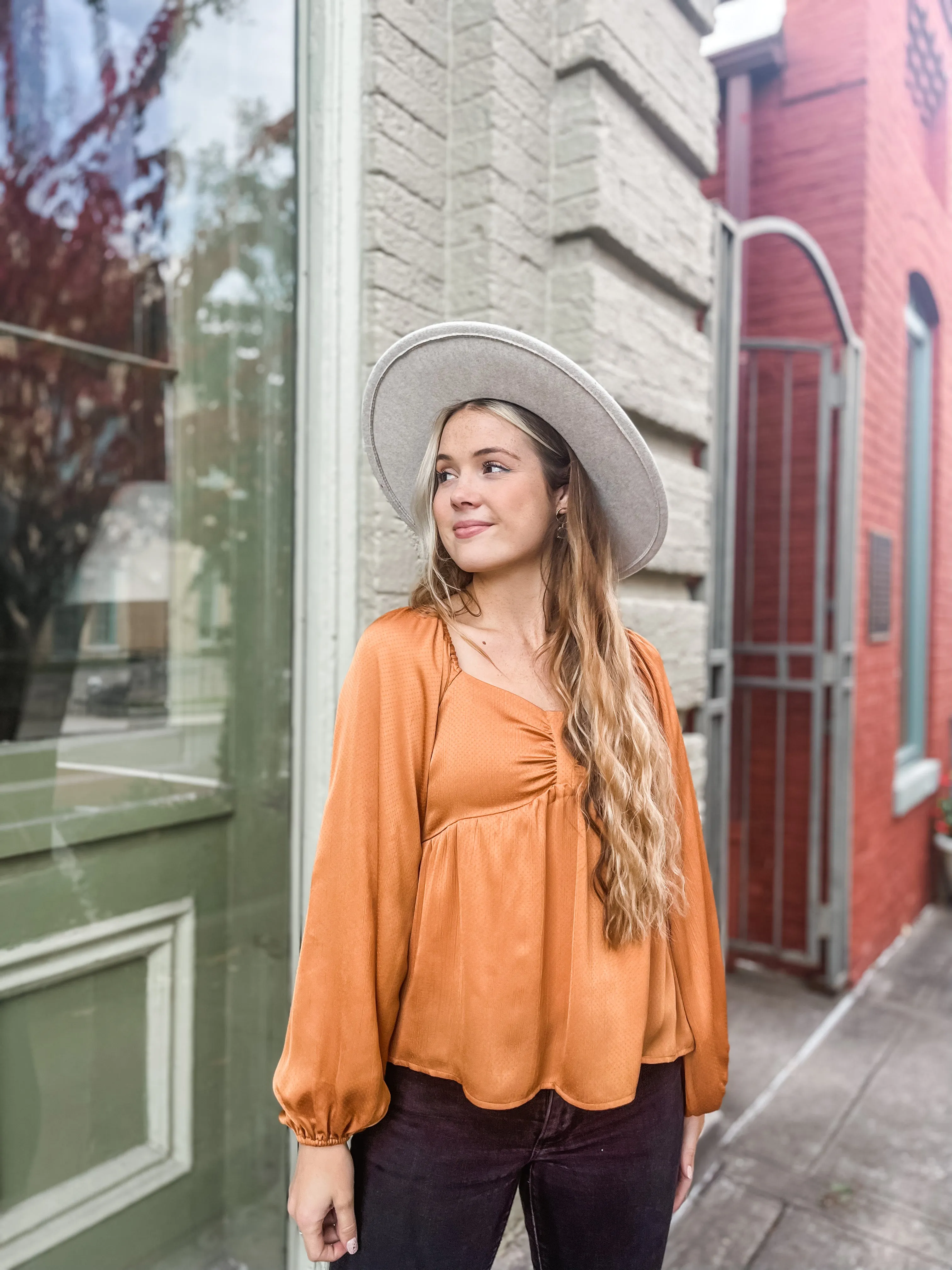 Orange Soda Satin Babydoll Top