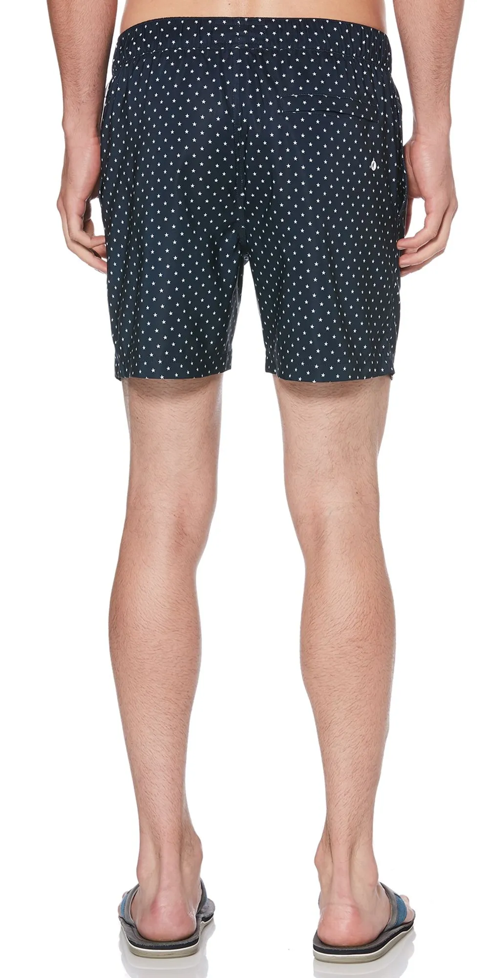 Original Penguin Star Print Elastic Volley Swim Shorts Dark Sapphire