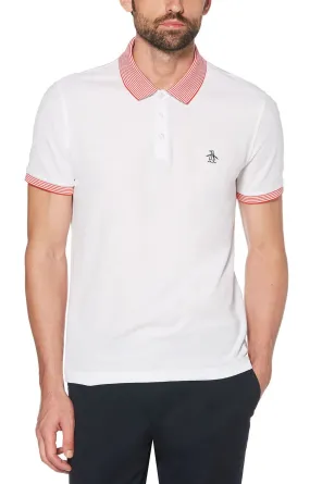 Original Penguin Stars and Stripe Pique Polo Shirt Bright White