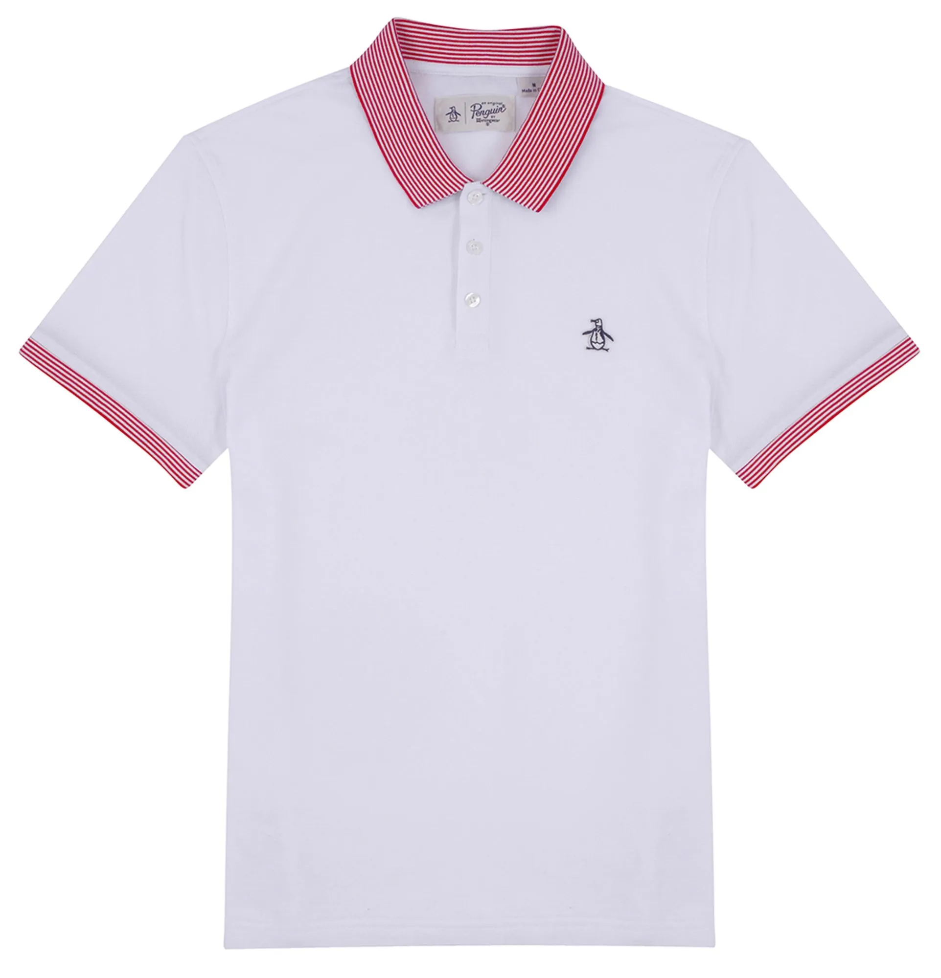 Original Penguin Stars and Stripe Pique Polo Shirt Bright White