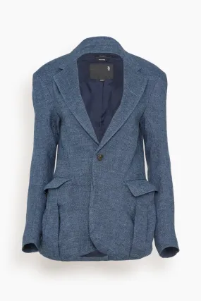 Oversized Bellow Pocket Blazer in Light Indigo