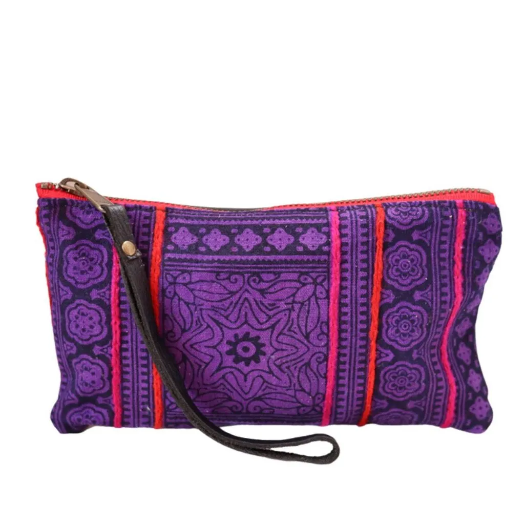 Patong Purple Clara Clutch in Black Leather