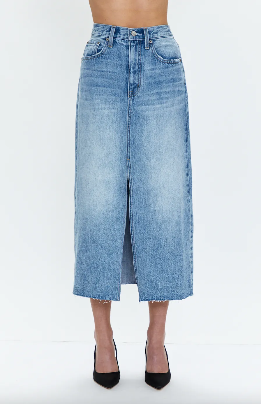 PISTOLA ALICE DENIM MIDI SKIRT