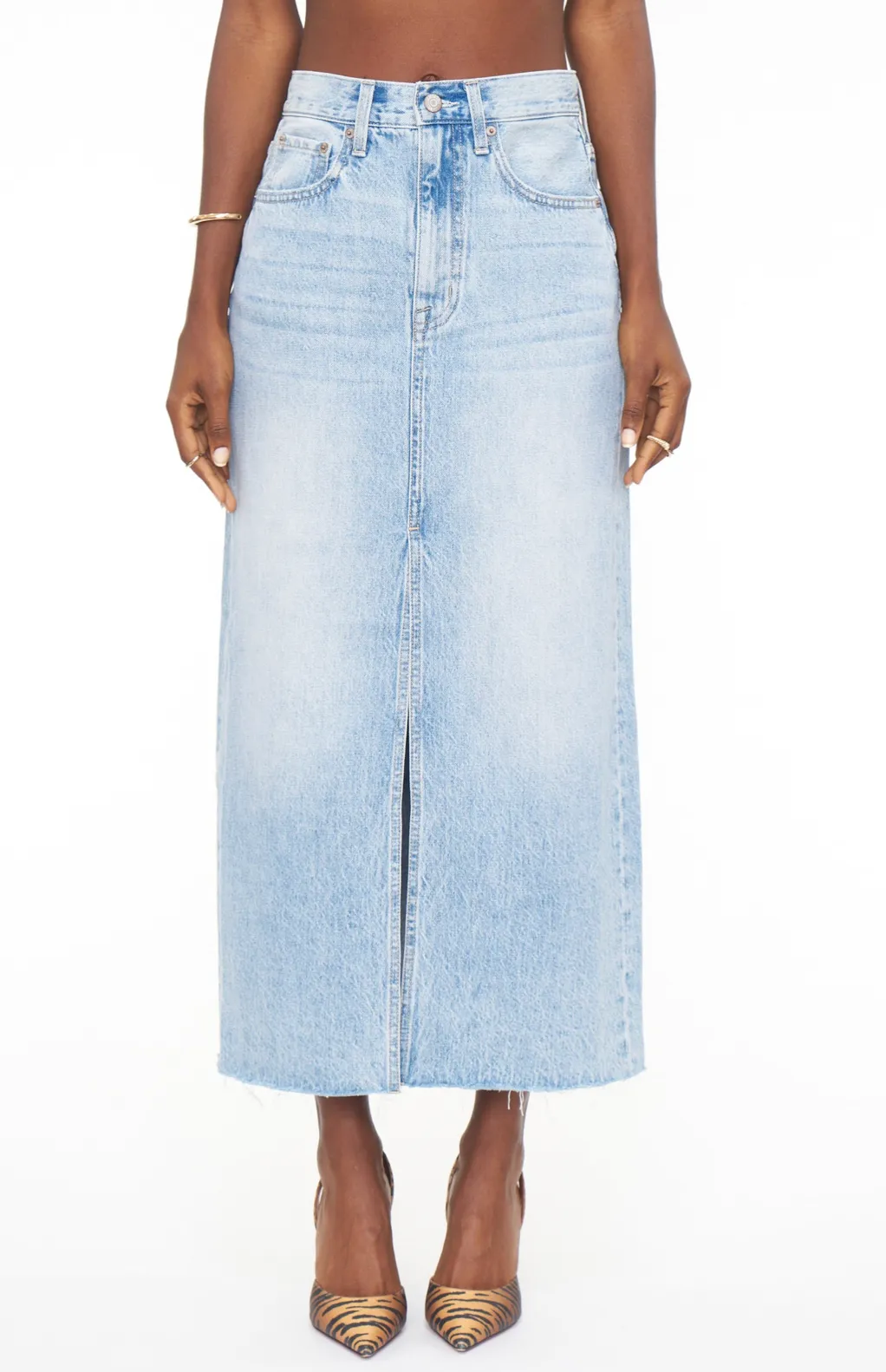 PISTOLA ALICE DENIM MIDI SKIRT