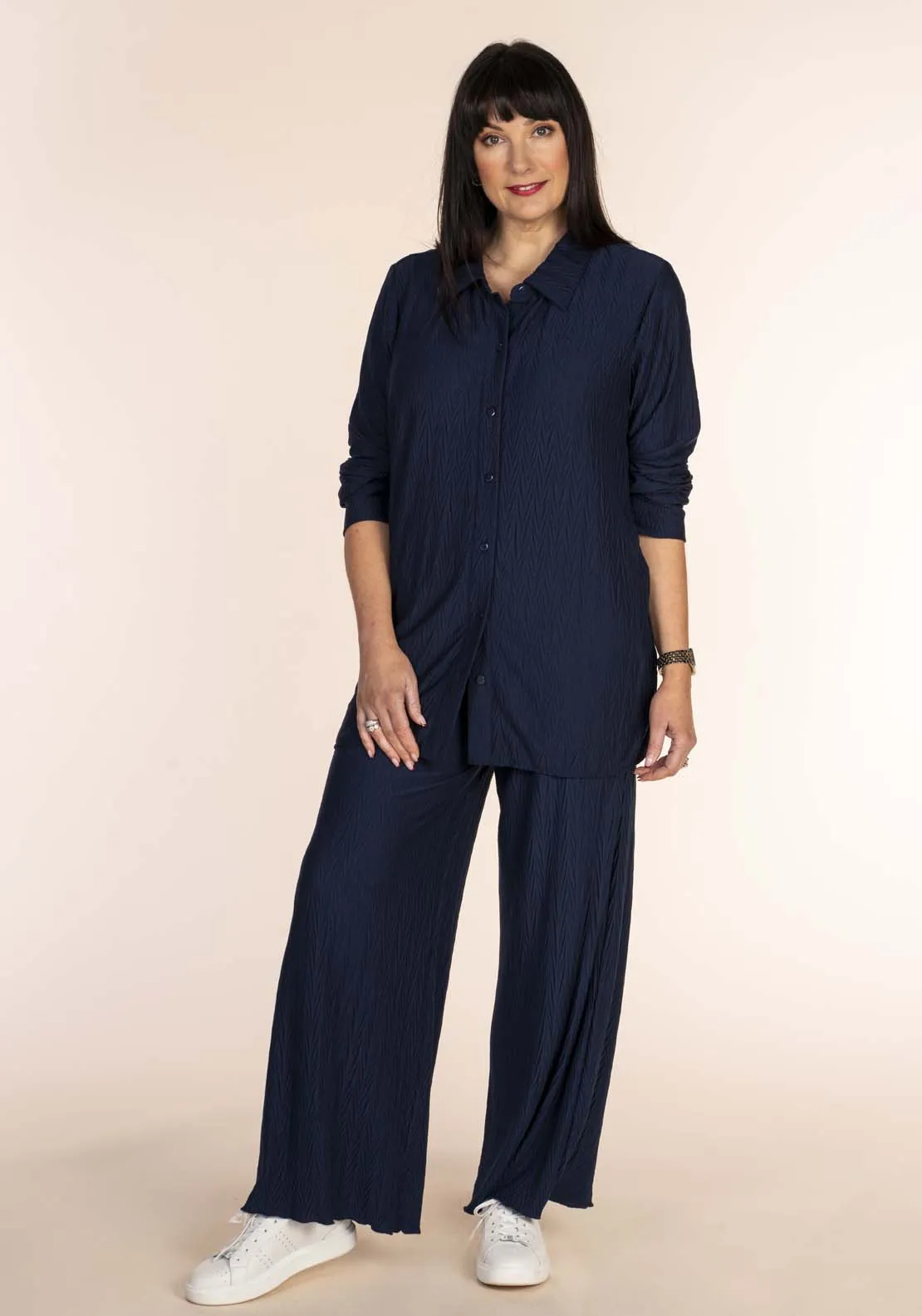 Pleated Blouse - Navy