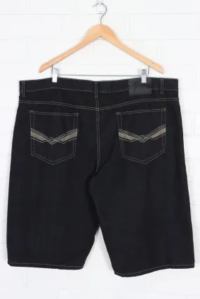 POLITIX Embroidered Black Denim Jorts Shorts (46)