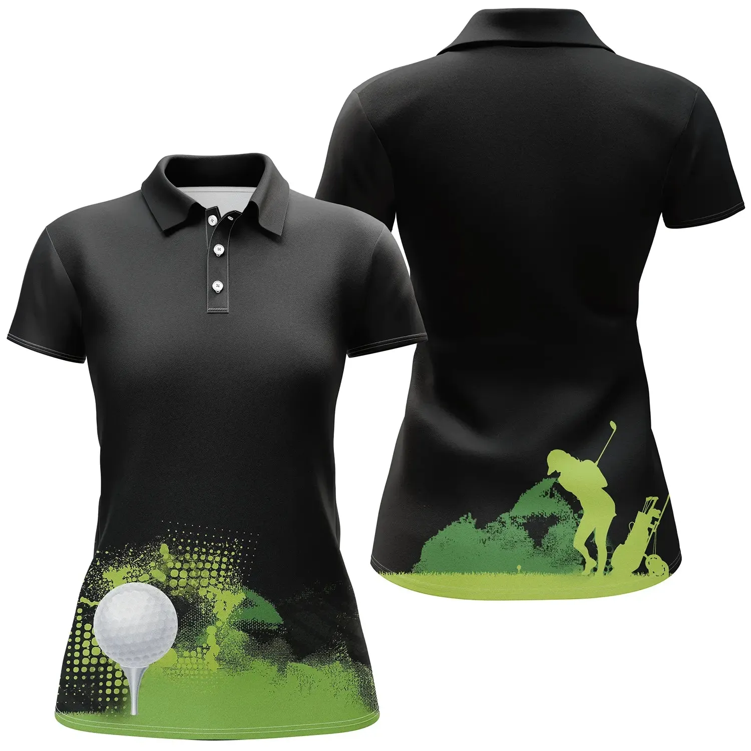 Polo Golf Noir, Motif Terrain Golf Vert - Confort Optimal pour Amateurs et Pros - CT04072313