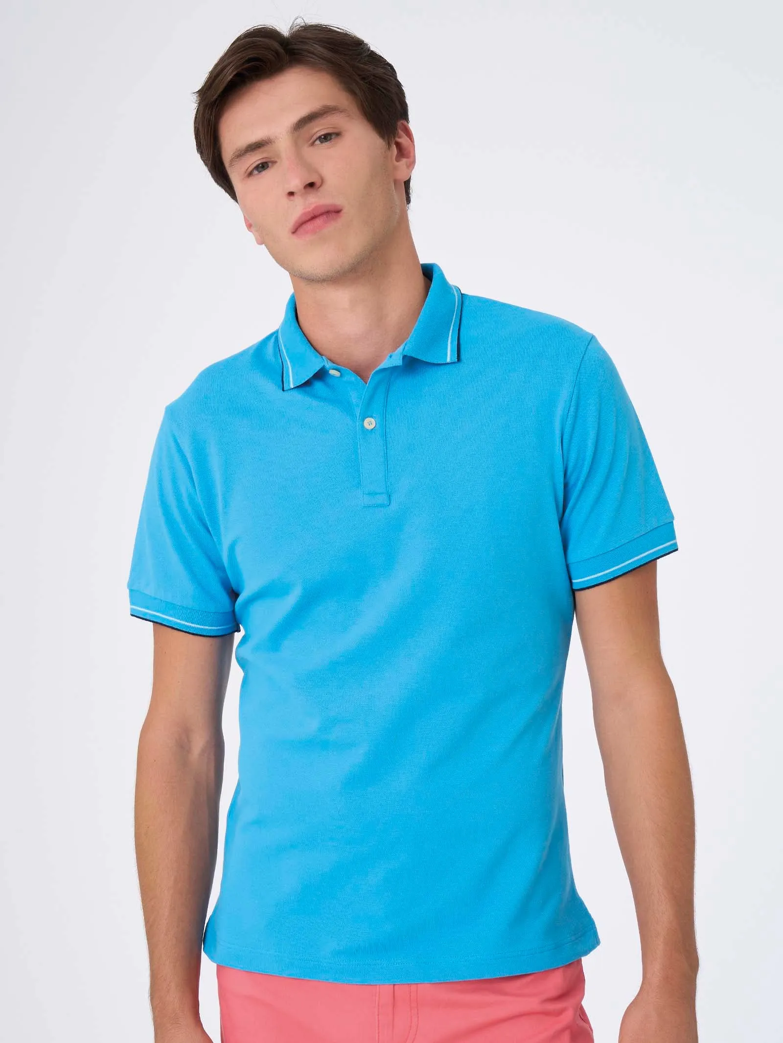 Polo in Eco Cotton Piquet Stretch - Fant. Azure Blue