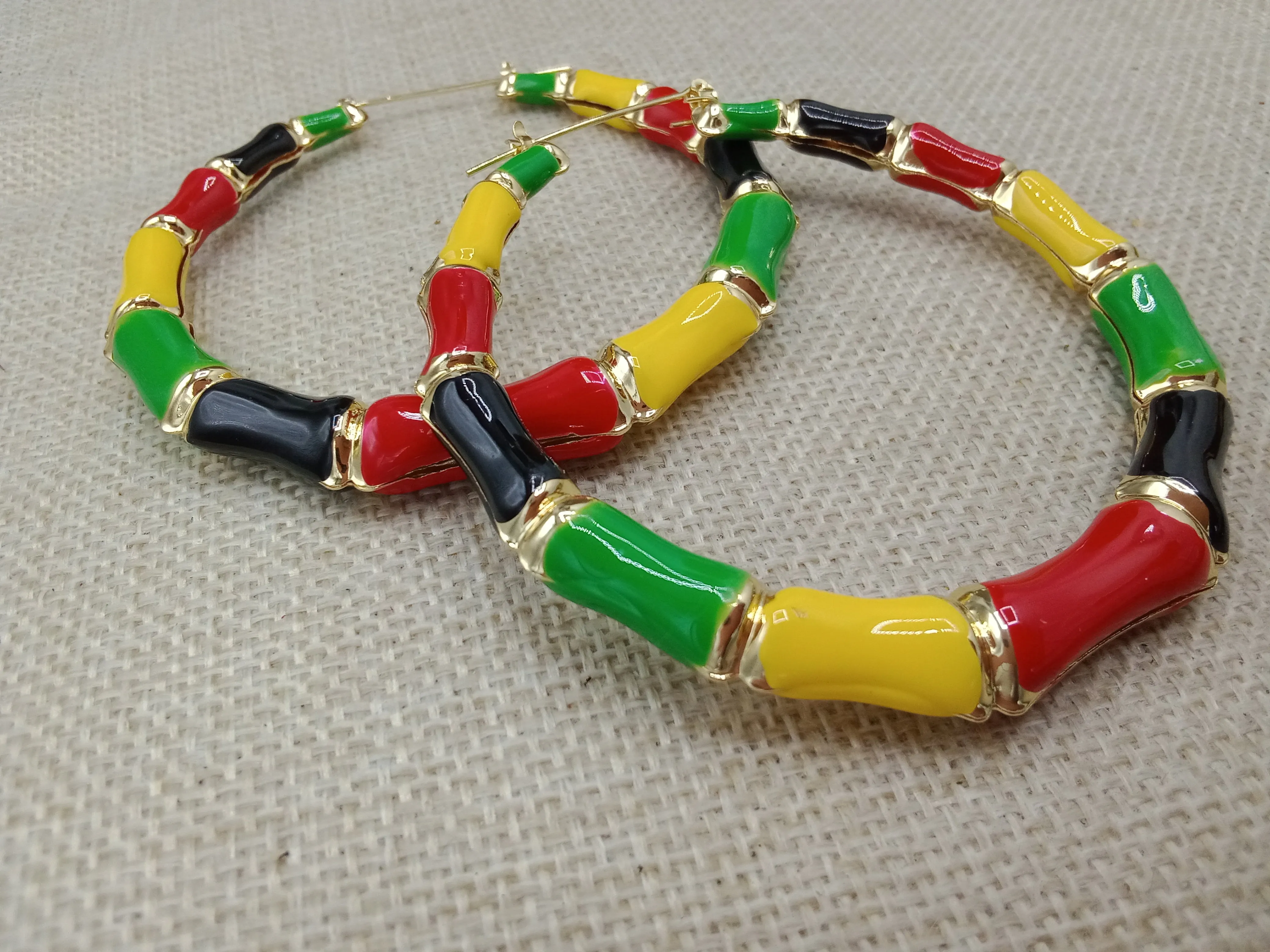 Rasta Earrings Bamboo Jewelry