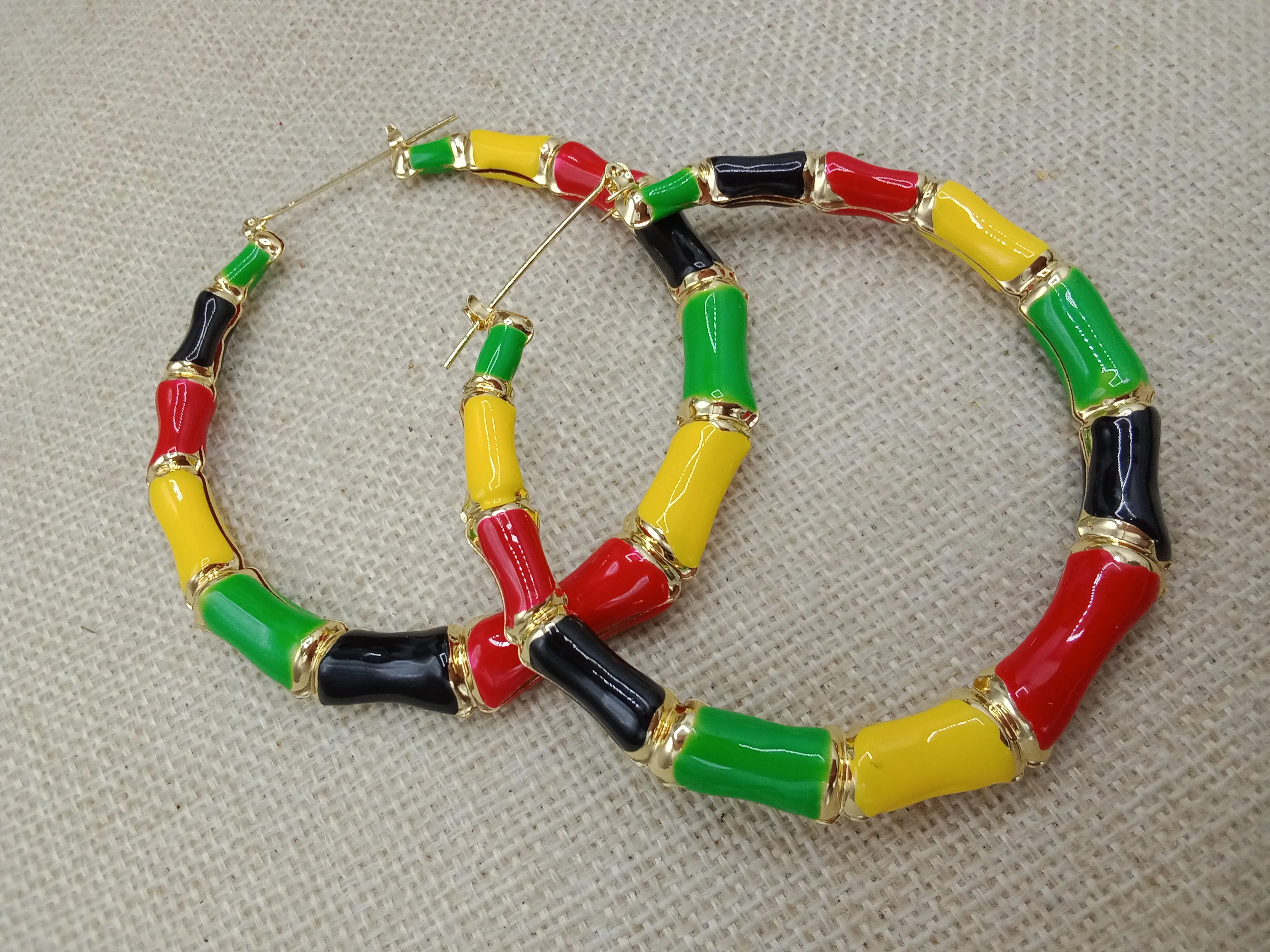 Rasta Earrings Bamboo Jewelry