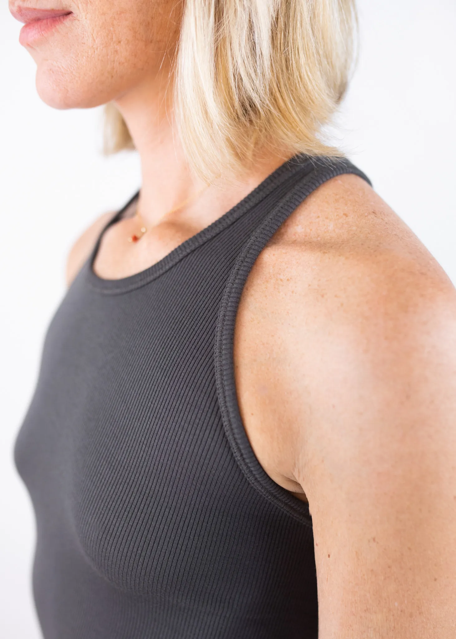 Ribbed Sporty Tank in Black