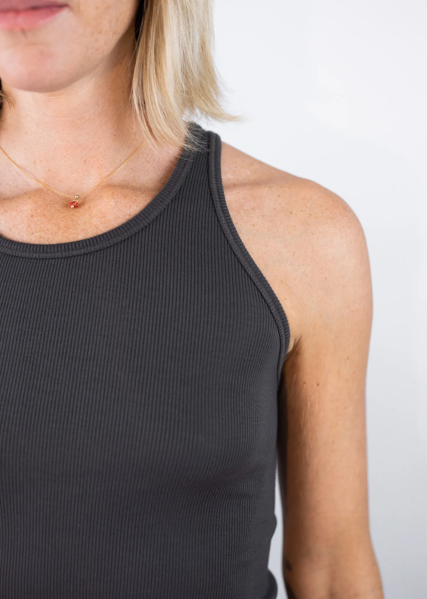 Ribbed Sporty Tank in Black