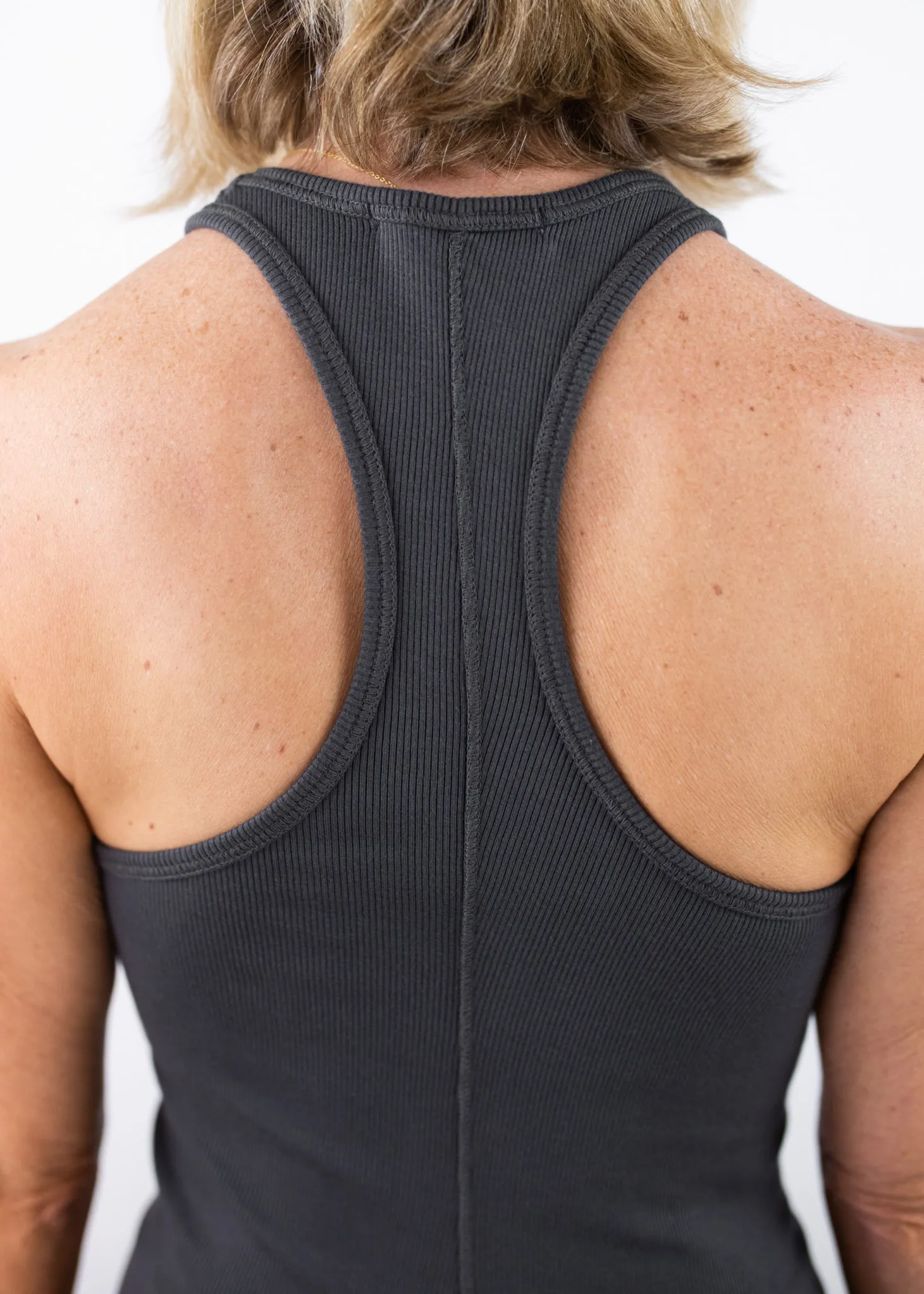 Ribbed Sporty Tank in Black