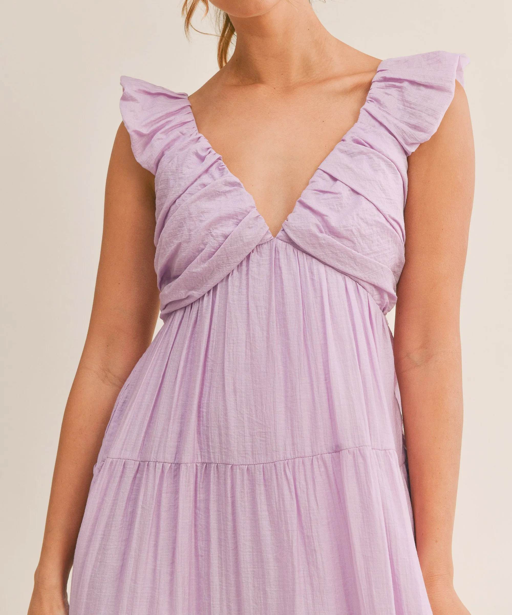 Ruched Pleated Dress - Lavender