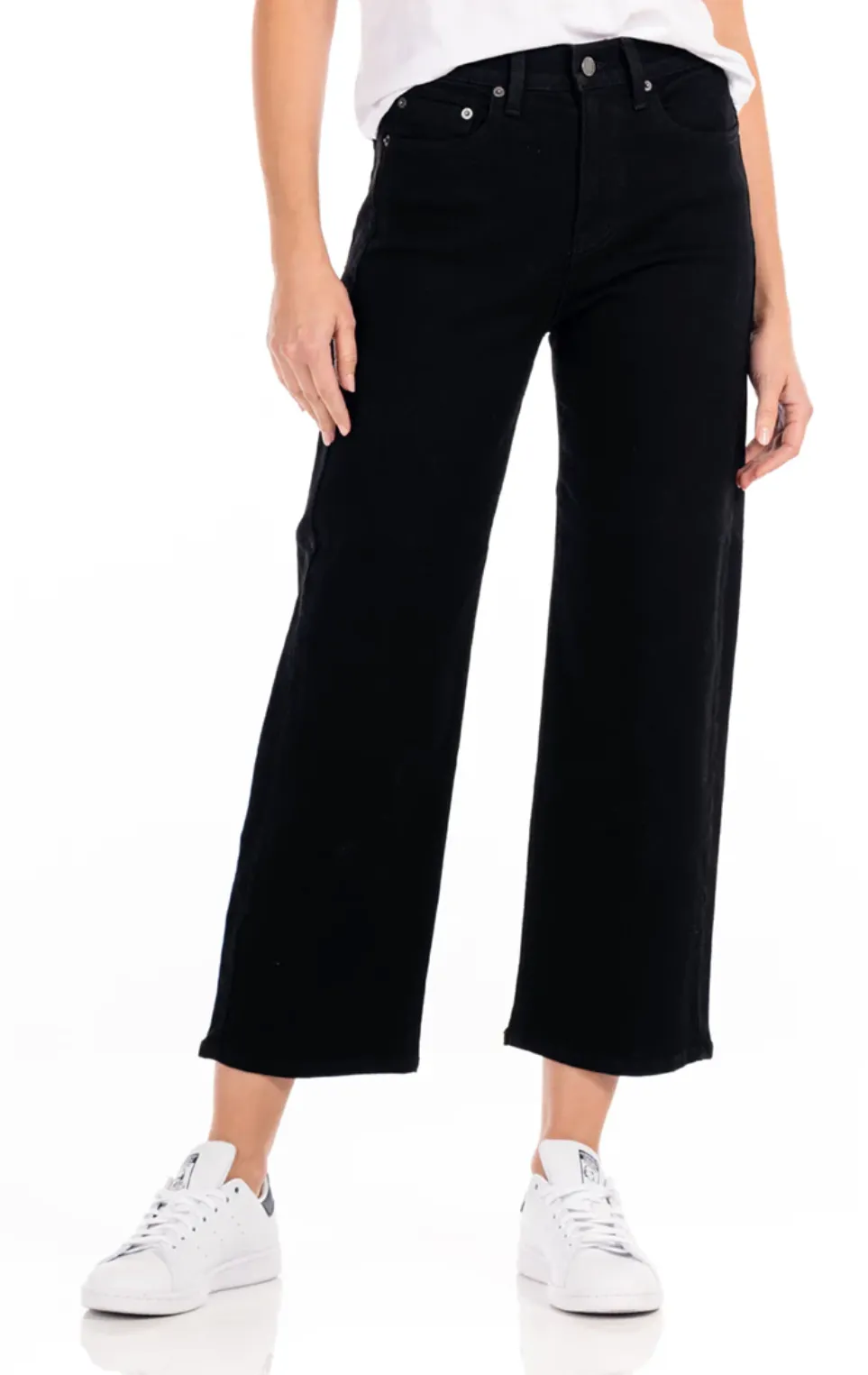 SAVANNAH WIDE LEG JEAN IN SOLID BLACK