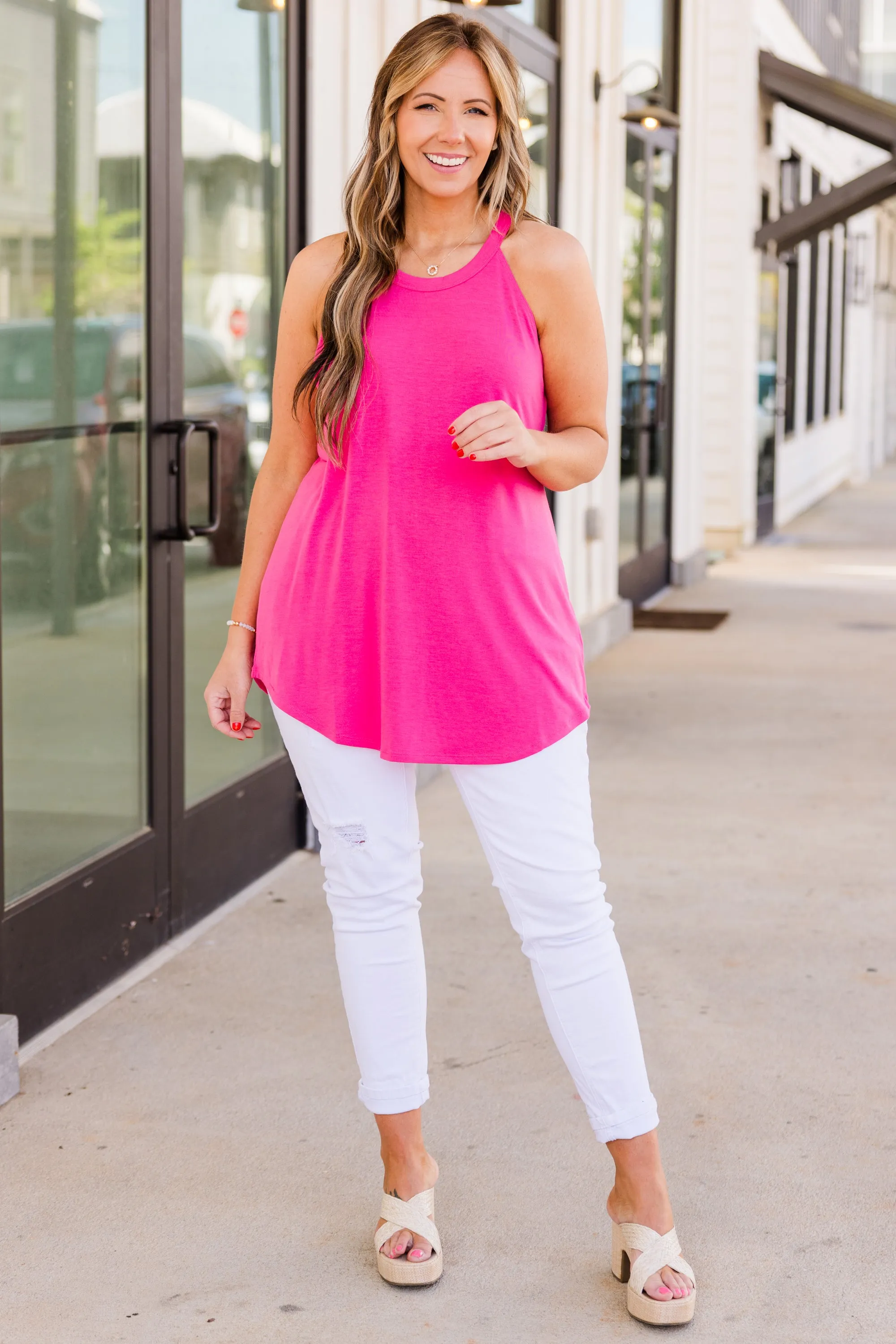 Simply Elegant Tank, Fuchsia