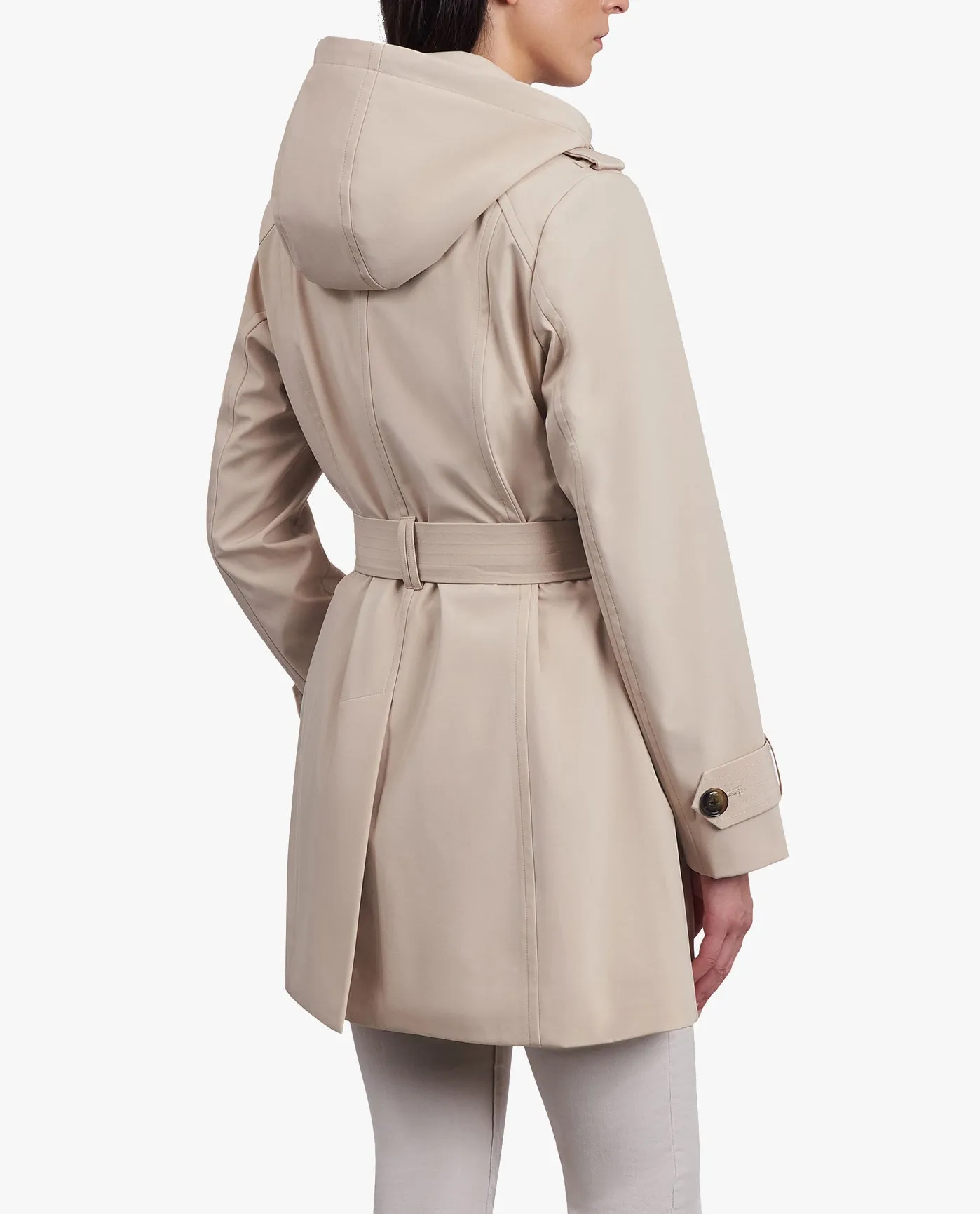 SINGLE BREASTED HOODED TRENCH COAT WITH WAIST BELT