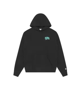 SMALL ARCH LOGO POPOVER HOOD - BLACK/GREEN LOGO