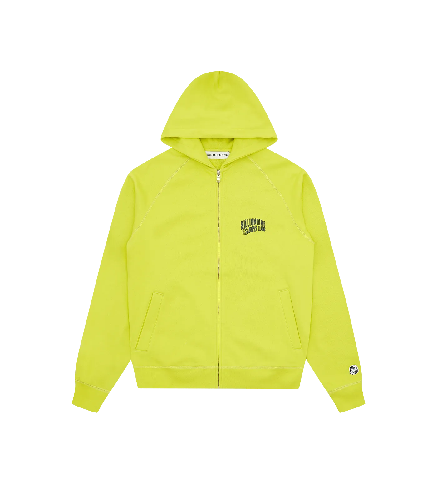 SMALL ARCH LOGO ZIP THROUGH HOOD - ACID YELLOW