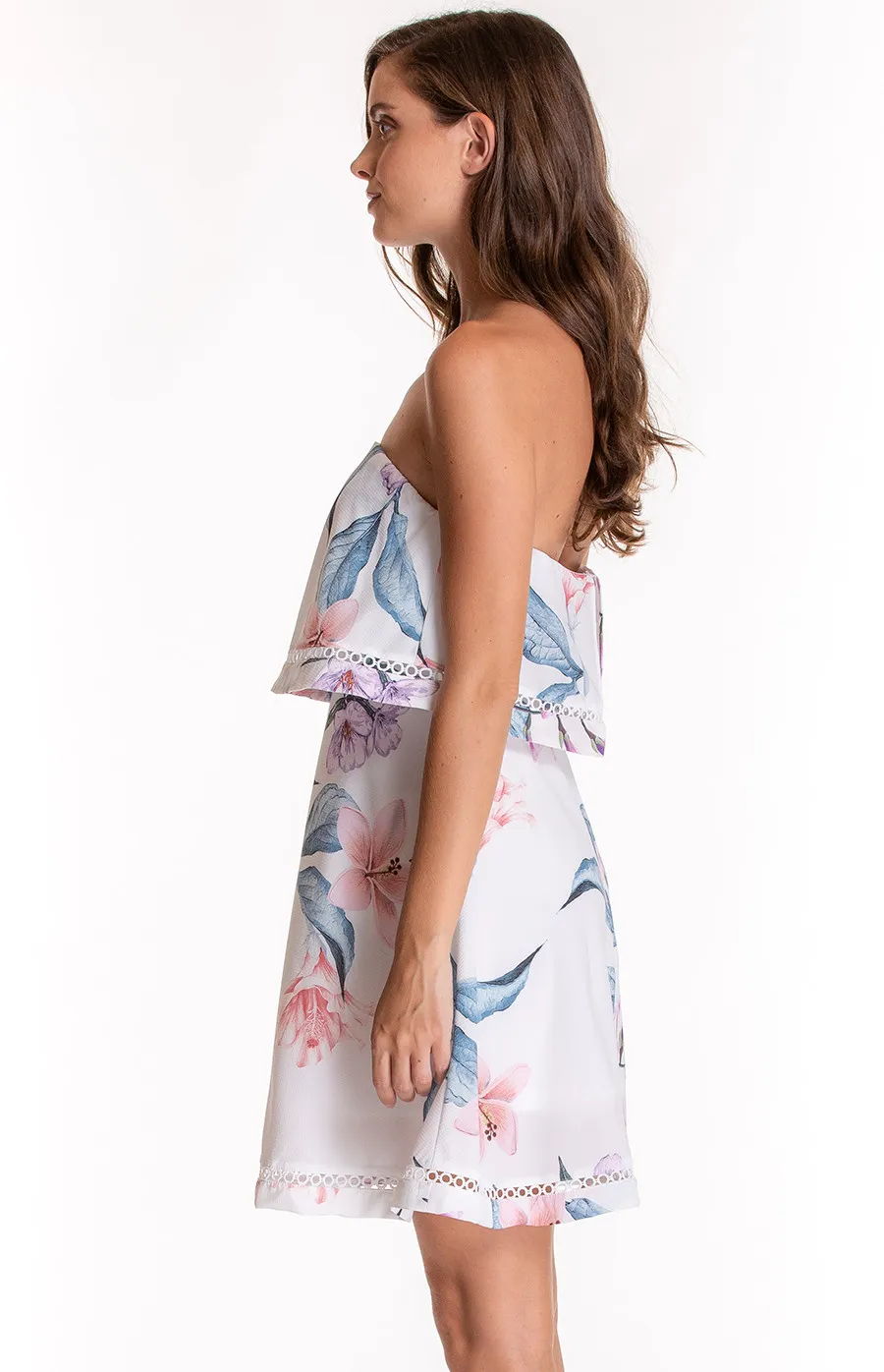 Strapless Tier Dress with Trim details (SDR523A)