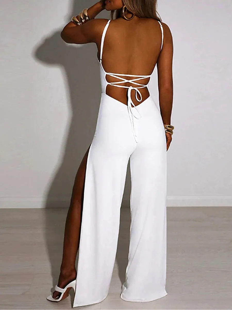 Stylish Women's Split High Waist Jumpsuit