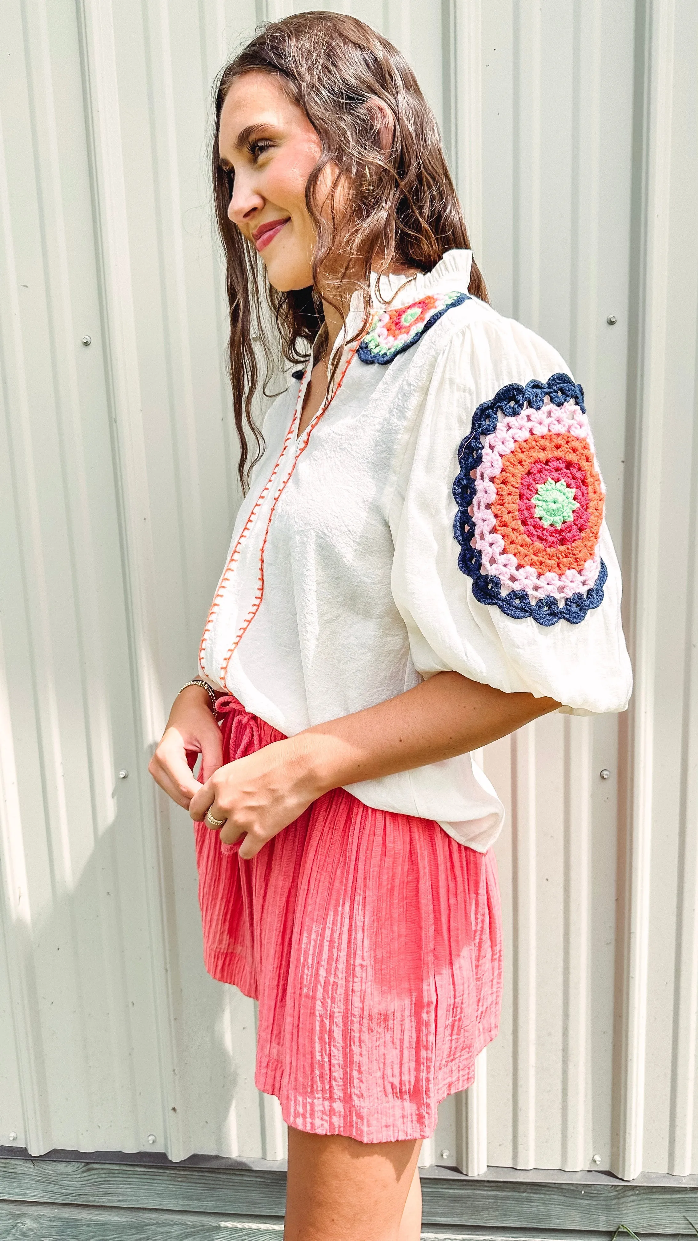 Summer Fling Crochet Detail Blouse