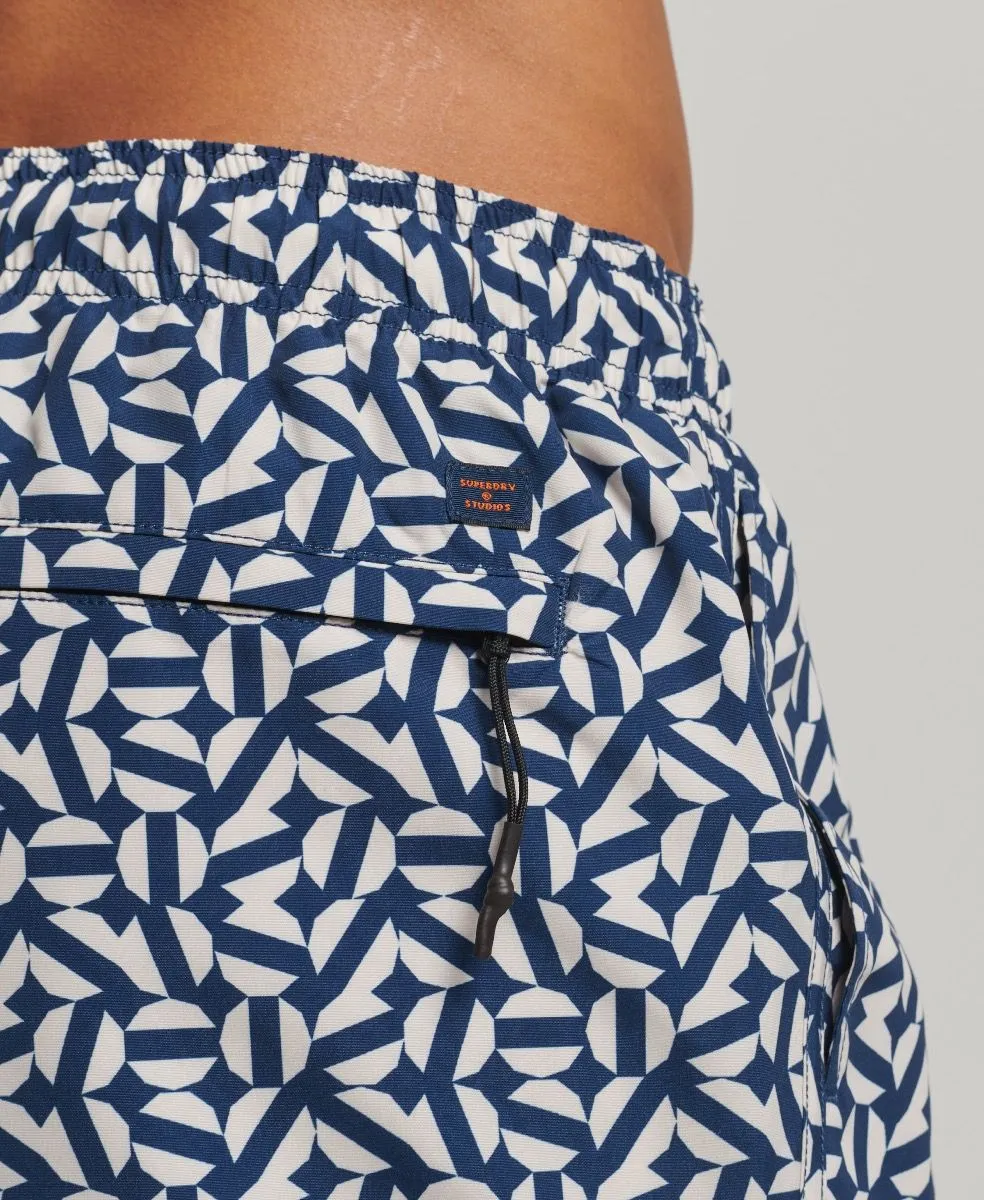 Superdry Summer Print Swim Shorts Navy Shape Tile