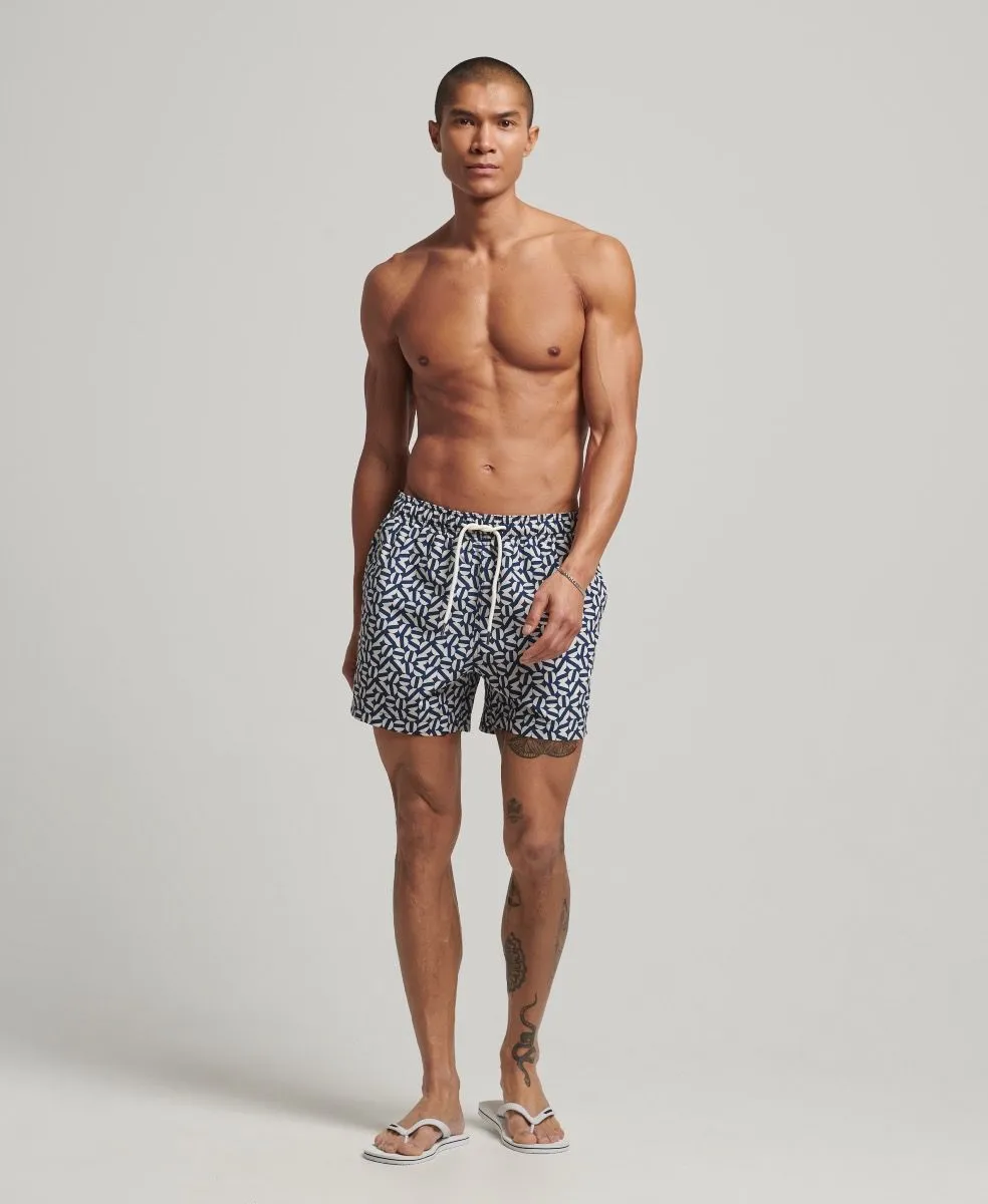 Superdry Summer Print Swim Shorts Navy Shape Tile