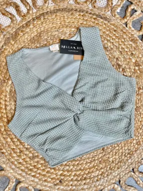 Surf Gypsy Basket Texture Knit Twist Top | Soft Olive