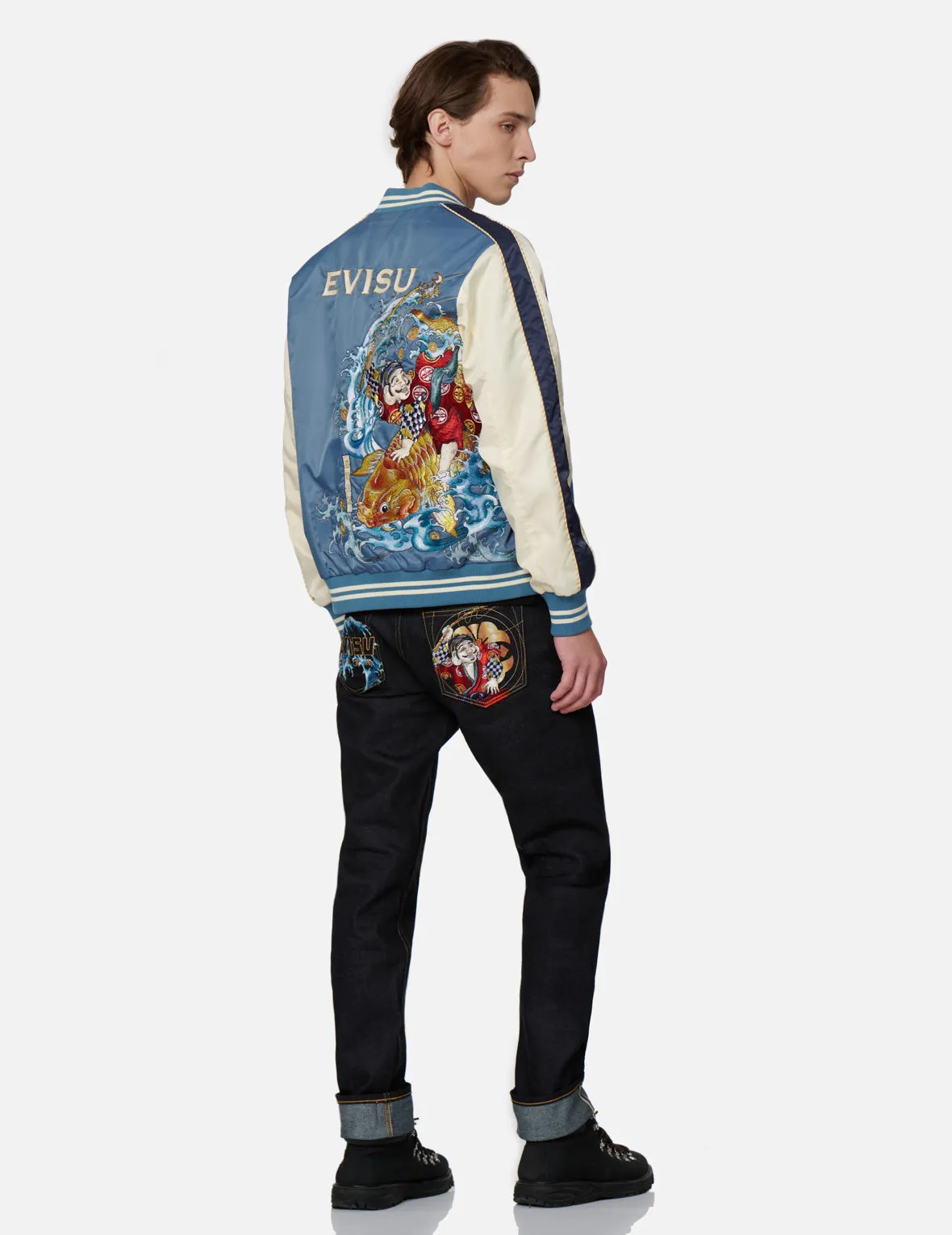 “The God of Fortune Riding Waves”Embroidery Souvenir Jacket