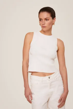 Toccin Tatum Raceback Tank with Bralette Ribbed Stitch Detail | Ivory