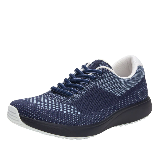 TRAQ by Alegria Womens Goalz (5411) Knit Sneaker- Navy