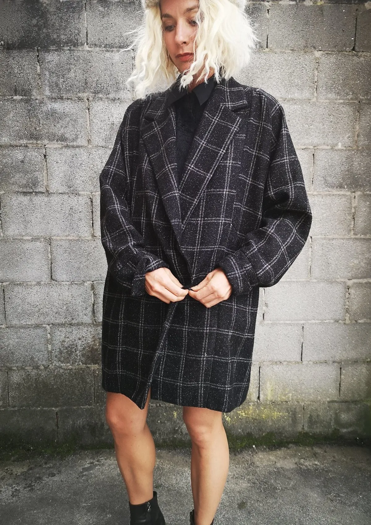 TWEED COAT - BLACK