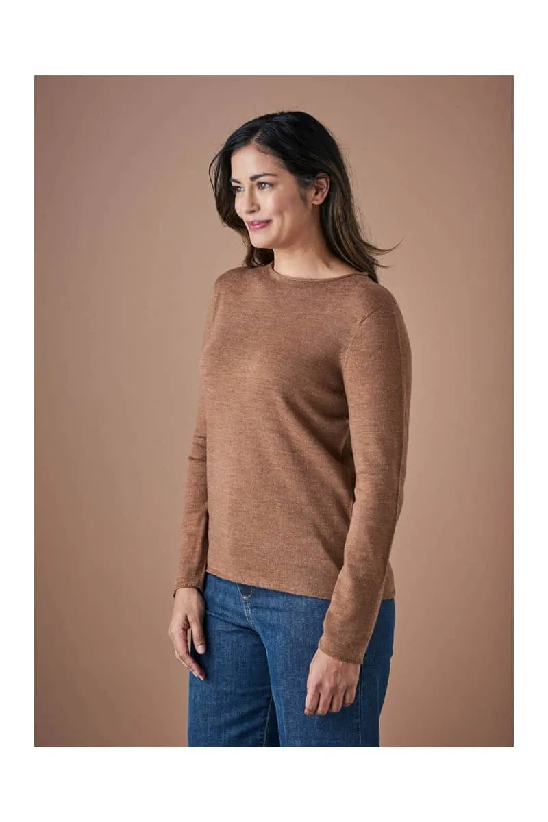 Uimi - Phoebe Crew Neck Jersey Top - Gingerbread