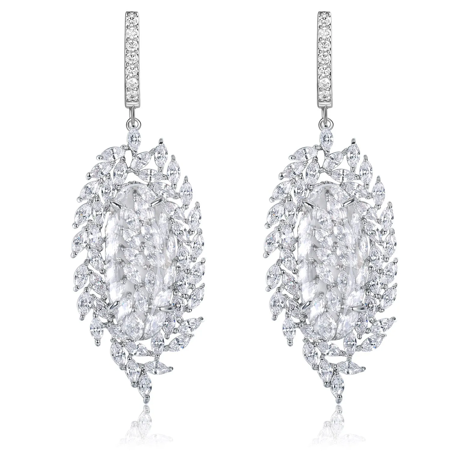 Valencia White Stone & Designer Shape CZ Earrings