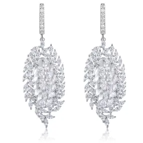 Valencia White Stone & Designer Shape CZ Earrings