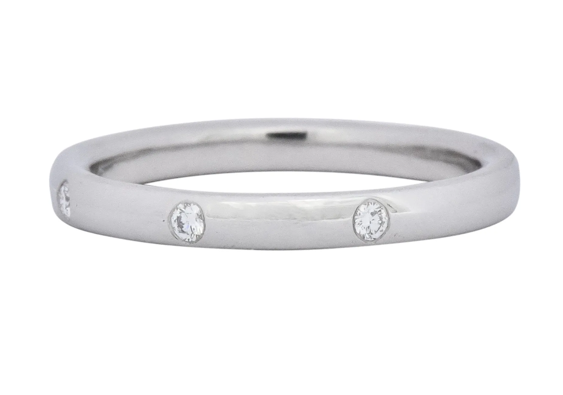 Van Cleef & Arpels Diamond Platinum Three Stone Band Ring