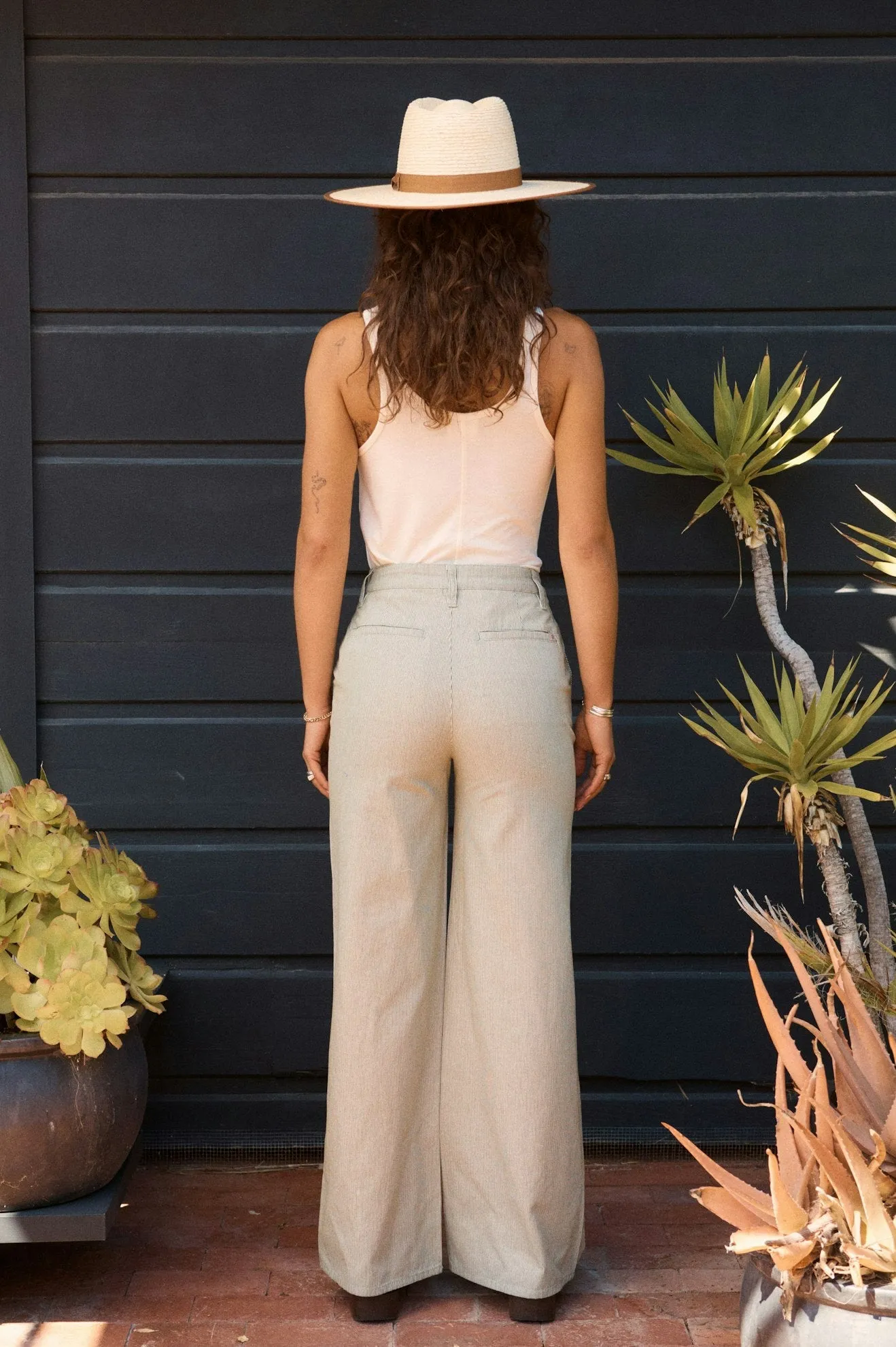 Victory Full Length Wide Leg Pant - Sea Kelp Stripe