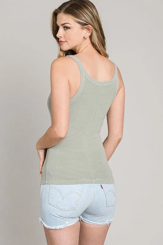 Vintage Washed Scoop Neck Rib Tank