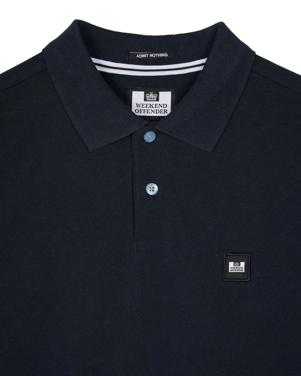 Weekend Offender Caneiros Short Sleeve Polo Shirt Navy